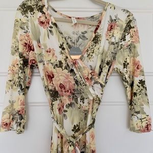 Pink Blush Maternity Ivory Floral Wrap Maxi Dress